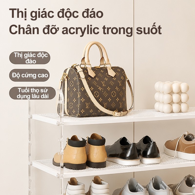 𝐎𝐥𝐢𝐟𝐞 Kệ giày acrylic trong suốt 5tầng lưới sắt chống gỉ Kệ để giày căn hộ nhỏ tiết kiệm không gian Thoáng khí chống mùi