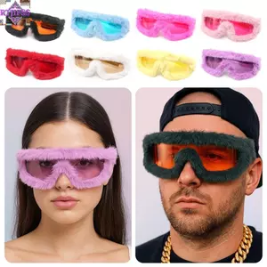 RTJIFSS Kính Mát Mùa Đông, Kính Mát Lông Retro Sang Trọng, Kính Mát UV400 Nhung Punk Mềm Mại Hợp Thời Trang Giáng Sinh Mùa Đông Tiệc Halloween