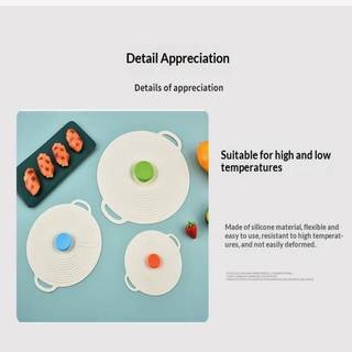 [SpringSAutumnW1] Bộ 3 Nắp Silicon Có Tay Cầm Đôi Nắp Nồi Chịu Nhiệt Lò Vi Sóng Chống Thấm Nước Có Thể Tái Sử Dụng Cho Bát Đĩa Chảo Boutique
