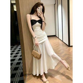 [Seckill trong thời gian có hạn] Đầm đi biển Pure Desire Váy dài đẹp mùa hè 2026 Váy dây đeo nơ khí chất khổng lồ