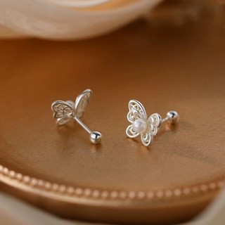 S925 Bạc Bướm Ngọc Trai Bông Tai Thời Trang Đơn Giản Nữ Trang Sức Quà Tặng Hàng Ngày