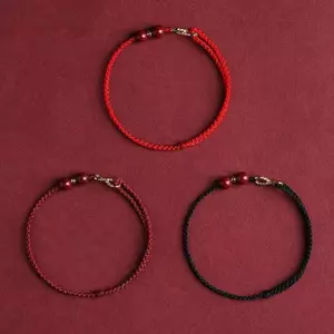 Vòng Tay Luy Đơn Giản Thời Trang Dành Cho Nữ Handmade Bện Vô Cực Biểu Tượng Vòng Tay Cặp Đôi Cinnabar Vòng Tay Hạt Quà Tặng VN