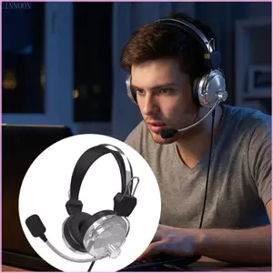Gaming Headsets With Microphones For Laptop PC 3.5mm Cord Earphones Black White Blue