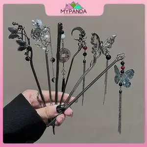 MYPANDA Retro Thanh Lịch Phong Cách Cổ Điển Bướm sel Tóc Sti Dành Cho Nữ Cô Gái Kẹp Tóc Cổ Điển Phụ Kiện Tóc Sườn Xám Trung Quốc.