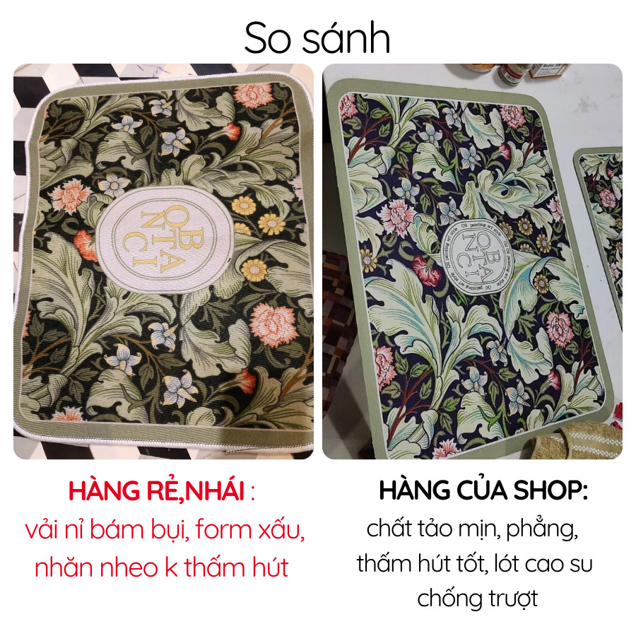 Thảm Thấm Hút Nước Nhanh Khô Chất Liệu Da Cao Su Chống Trượt HOMIE Thảm Lót Ly Thấm Nước Decor Phòng