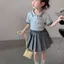 Bé gái (80-130) Phiên bản Hàn Quốc Bộ đồ mùa hè Áo sơ mi POLO thông thường + Váy xếp li