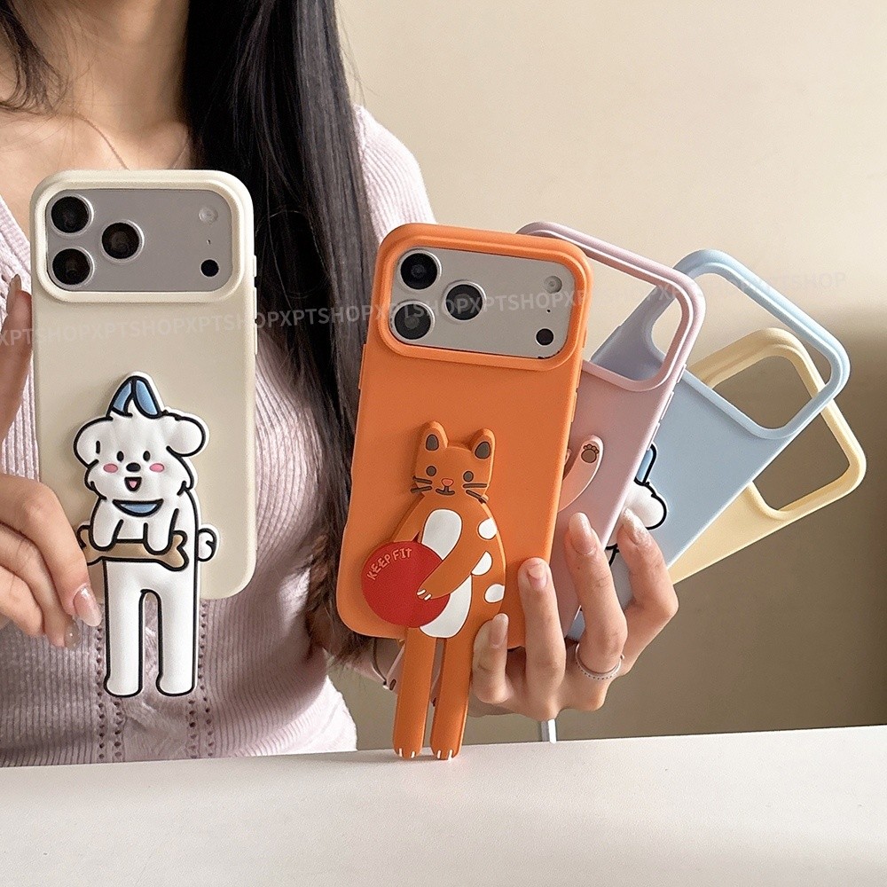 Ốp điện thoại silicon hình chó mèo hoạt hình cho iPhone 17 Pro Max 16 Plus 15 14 13 12 11 Vỏ bảo vệ chống sốc