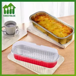SWEET 10 Cái Chảo Loaf Mini Có / Không Có Nắp Hình Chữ Nhật Lá Nhôm Nướng Chảo Có Thể Tái Sử Dụng Mini Bánh Mì Hộp Đựng Muffin Tins n