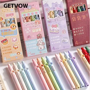 GETVOW 4 Cái / bộ Bút Bỏ Túi, Bút Ngắn Capybara Panda Mực Đen 0.5 Mm, Chất Lượng Cao Viết Mịn Văn Phòng Phẩm Mini Nhanh Khô Chữ Ký Bút Trường Văn Phòng