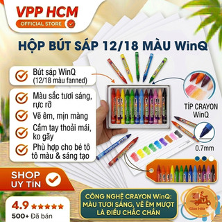 Hộp Bút Sáp 12 Màu 18 Màu WinQ - Màu Sắc Tươi Sáng, Dễ Tô, An Toàn Cho Bé Học Tập Và Vẽ Tranh