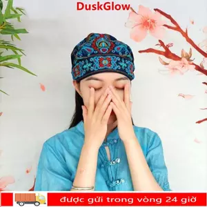 Mũ Turban DUKGLOW, Băng đô dân tộc cổ điển, Mũ beanie thoáng khí thêu thời trang phong cách Mexico dành cho nữ