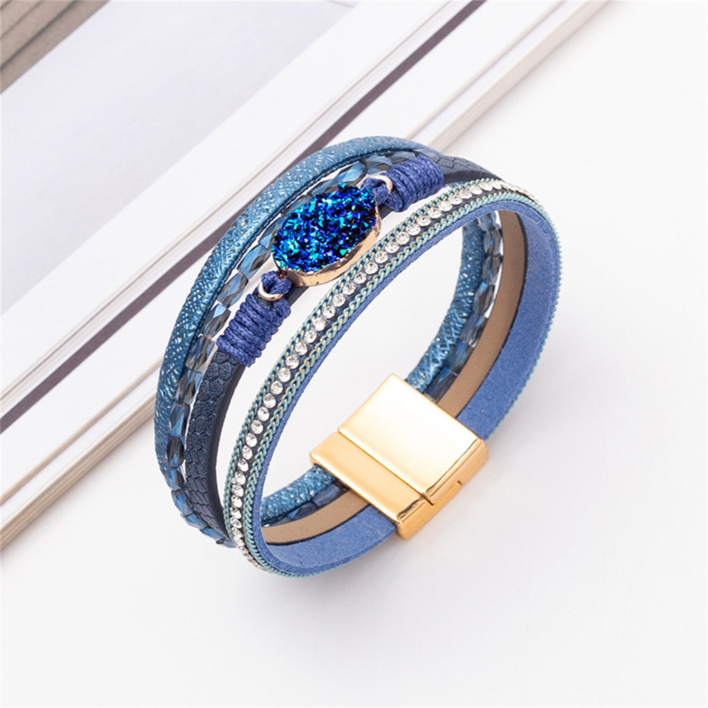 Vòng tay nữ đính cườm từ tính đính pha lê