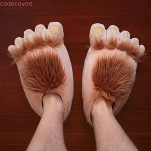 MCODECOVED 1 Cặp Dép Ấm Áp Phiêu Lưu Lông Thú, Đế Chân Lớn Lông Savage Sang Trọng Dép, Thời Trang Tóc Dài Chân Người Hobbit Hoang Dã Dép Sang Trọng Unisex