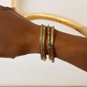 LUImo Punk Màu Vàng Lắc Tay Dành Cho Nữ Hợp Thời Trang Thép Không Gỉ Không Phai Màu Vòng Tay Bohemian Trang Sức Thời Trang Phụ Kiện Quà Tặng SBS