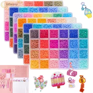 Bộ hạt EDIWANY Perler Hama, Thủ công thủ công Trang trí hộp hạt Hama đậu nhỏ cao cấp, Chất lượng cao DIY Make Puzzle 24 màu Bộ dụng cụ hạt nóng chảy 2.6mm Câu đố giáo dục