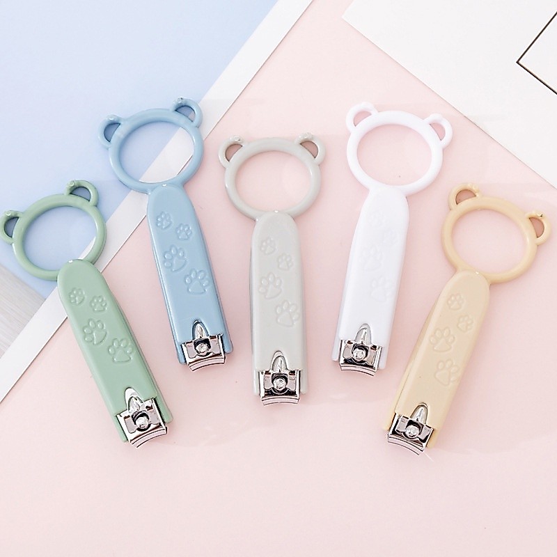 3 Bấm Móng Tay Đơn Sắc Móc Treo Hình Đầu Gấu Xinh