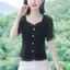 Áo Sơ Mi Nữ Tay Ngắn Xù Thời Trang Nữ Áo Sơ Mi Màu Tím Trơn