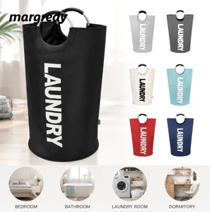 Giỏ Giặt MARGREDY, Hamper Giặt Có Thể Gập Lại 90L, Di Động Độc Lập Có Tay Cầm Có Đệm Túi Giặt Tiết Kiệm Không Gian Lưu Trữ Tại Nhà