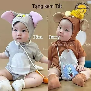 - Set Bodysuit ,body JERRY - TÔM kèm mũ, tặng túi đeo chéo, tặng TẤT CHỐNG TRƯỢT , cover Hàn 5-13kg