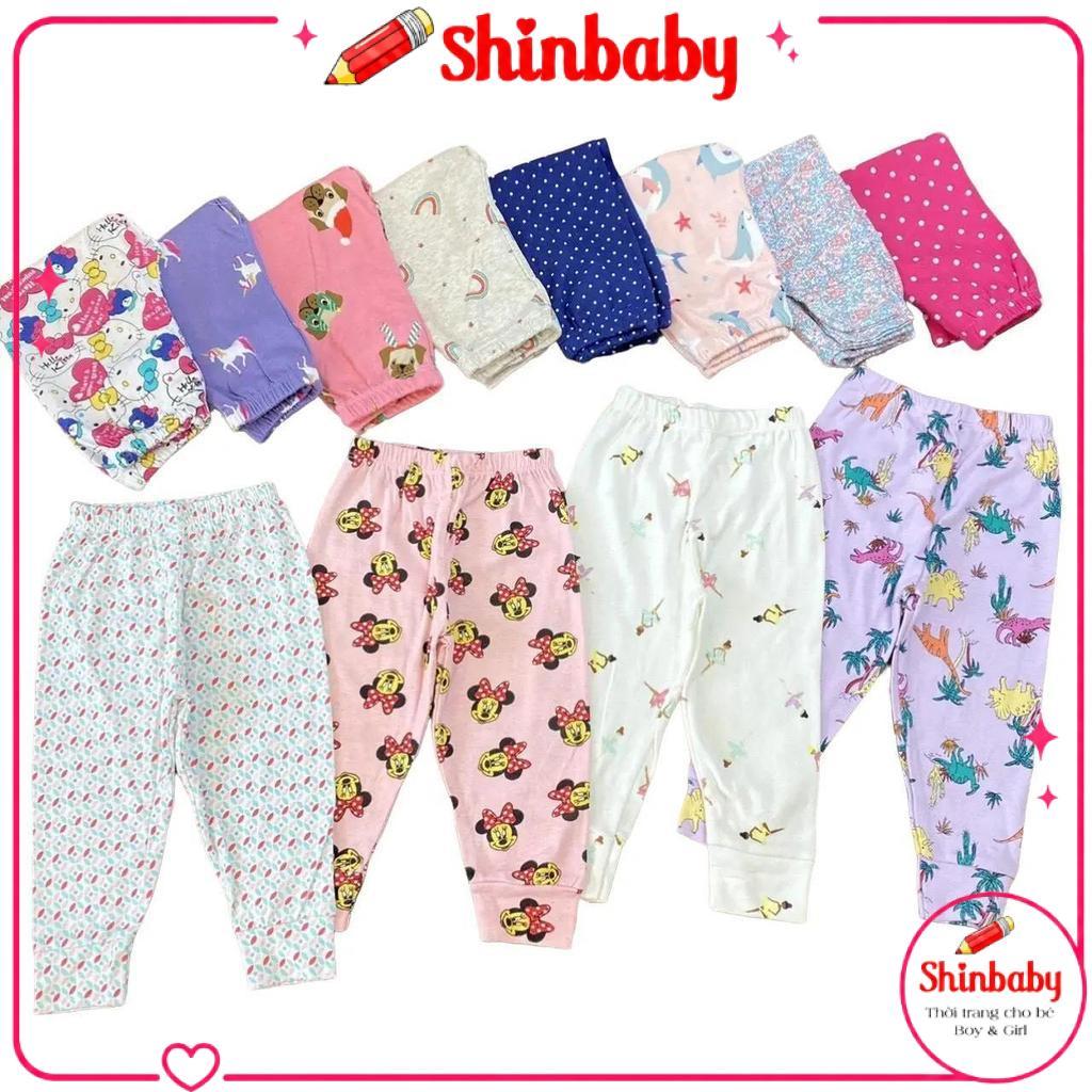 Combo 10 quần dài cotton cho bé nhiều họa tiết dễ thương chất vải mát mịn co giãn thoải mái