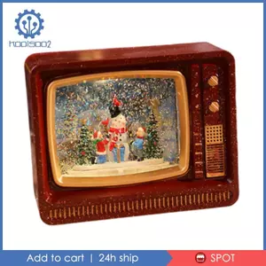 Giáng Sinh Quả Cầu Tuyết Hình TV Bàn Trung Tâm Xmas Cho Trong Nhà Bàn Đảng Người Tuyết Retro Vàng