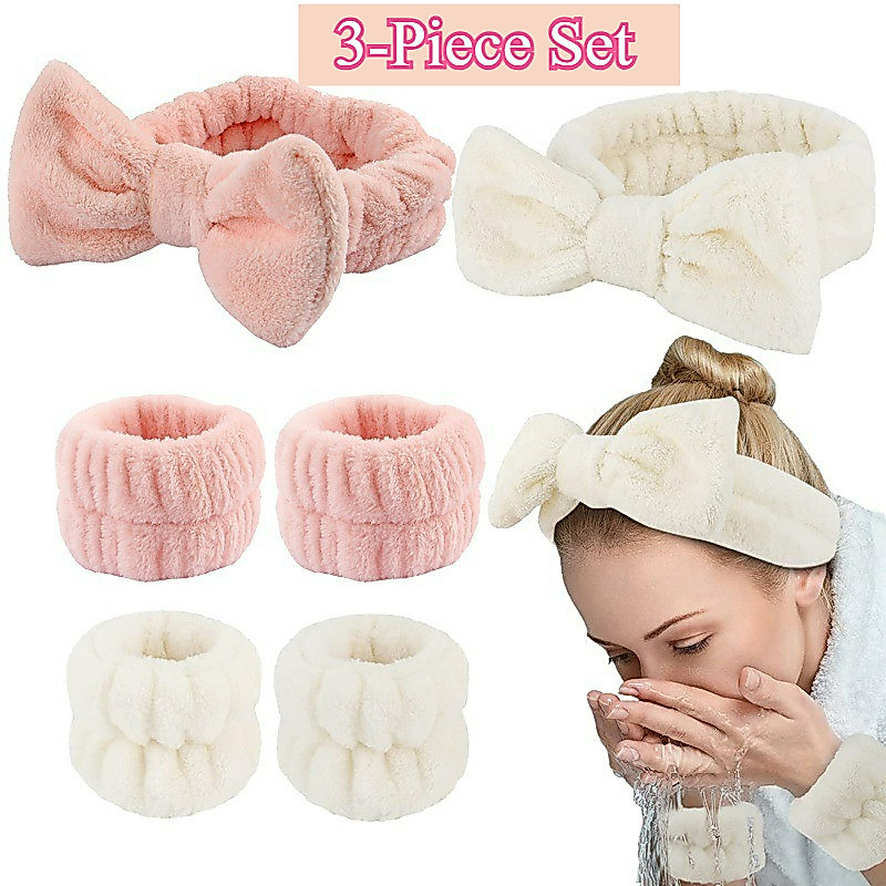 3 Chiếc Đơn Giản Nơ Sang Trọng Rửa Mặt Băng Đô Chống Thấm Nước Dây Đeo Tay Cho Nữ
