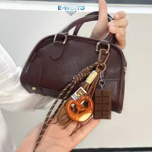 E-WOITD Bện Dây Túi Mặt Dây Chuyền Alkaline Nước Bánh Mì Móc Khóa Mặt Dây Chuyền Túi Dễ Thương Mặt Dây Chuyền Sô Cô La E-WOITD