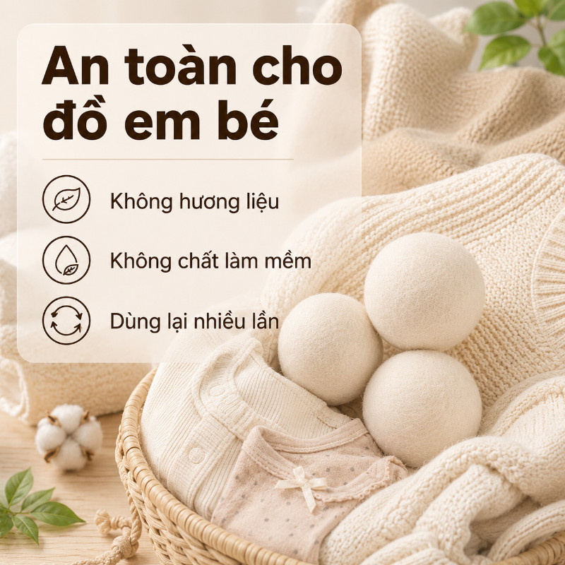 Bộ 6 Bóng Sấy Len Cừu Cao Cấp - Tiết Kiệm Thời Gian, Bảo Vệ & Khử Mùi Quần Áo, Giải Pháp Sấy Thông Minh