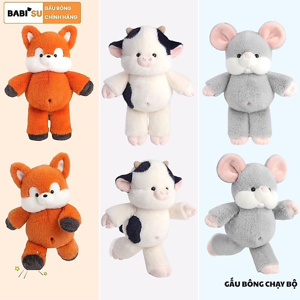 Gấu Bông Cáo,Bò Sữa,Voi,Chuột Chạy Bộ Lông Kim Tuyết Cao Cấp Làm Quà Tặng Cho Bé,Bạn Gái, Babisu