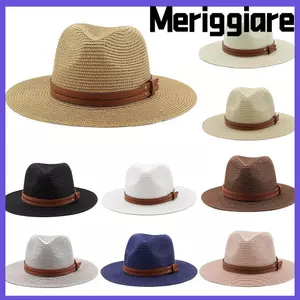 Mũ Rơm MERIGGIARE, Dây Da Rộng Vành Panama Mũ, 56-58cm Chống Tia UV Đi Biển Mùa Hè Mũ Chống Nắng Nữ / Nam