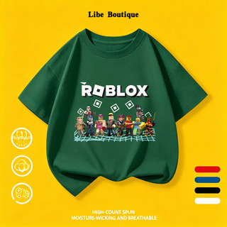 COD✅(Hồ Chí Minh) Áo thun xanh lá cotton in chữ Roblox đoàn nhân vật game, size 9-65kg, thoáng mát thấm mồ hôi