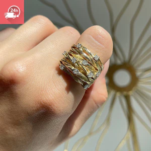 Phụ kiện nhẫn đa năng phiên bản vàng thời trang dành cho nữ Nhẫn tổ chim Zircon đầy sao