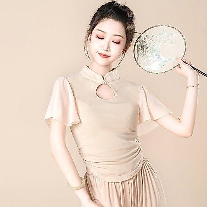 bộ quần áo tập múa cổ điển mới ngắn tay áo múa hiện đại múa Trung Quốc thi tập quần áo khiêu vũ