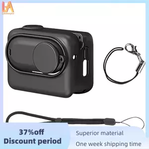 Dành cho phụ kiện GO 3- Vỏ sạc máy ảnh có vỏ silicon, nắp ống kính & dây đeo
