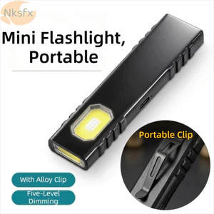 Đèn pin nhẹ mạnh NKSFX, Thiết kế kẹp bút Mini Đèn pin COB, Đế từ tính di động Ánh sáng phẳng Chiếu sáng ngoài trời