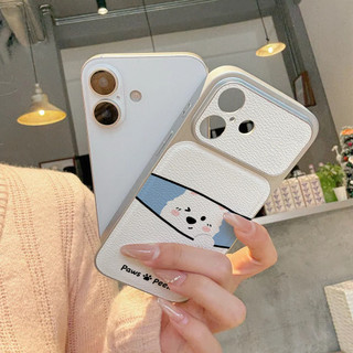 Paws & Peek ỐP đIệN ThoạI Cho IPhone 17/16/PRO Max/15PLUS/14/13/12/11Mạ kim loại kết hợp dán bề mặt da