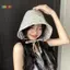 < Honeyba > Mũ Buet vành lớn có thể gập lại có dây cho nữ sọc Hàn Quốc Nữ Panama Bob Mũ ngư dân đi biển ngoài trời Đẹp