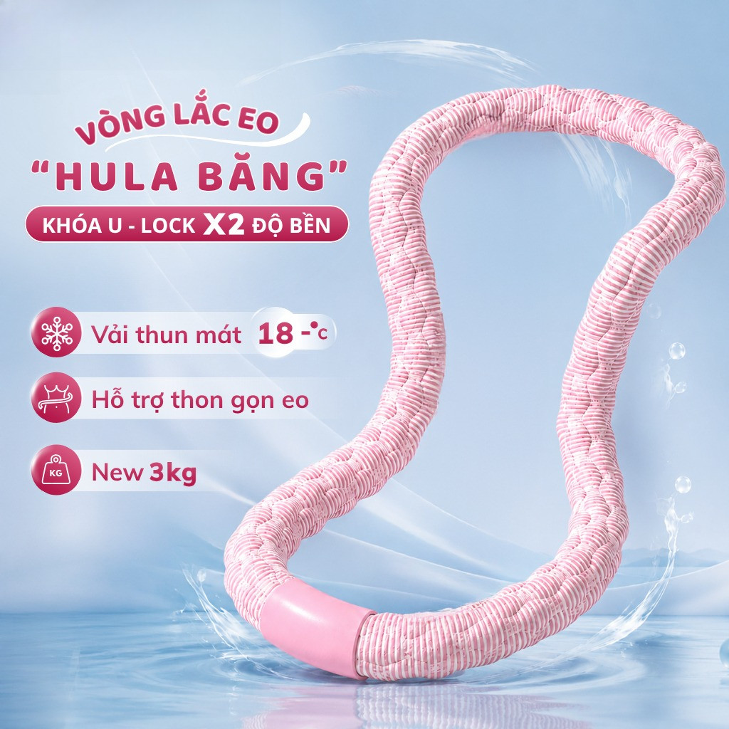 HuyDangSport Vòng Lắc Hula Băng 1.5KG-2KG, Khóa U-Lock X2 Độ Bền, Công nghệ lò xo vải lụa băng mát lạnh -DC002