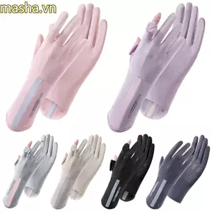 Găng Tay Chống Nắng, Găng Tay Chống Nắng Co Giãn Mỏng, Thời Trang Ice Silk Chống Trơn Trượt Găng Tay Lái Xe Đạp Giữa Dài Nữ Bé Gái