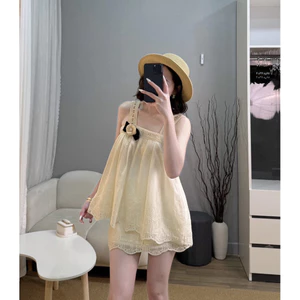 Set áo 2 dây ren bản to tiểu thư phối chân váy ( Ảnh Thật) BYJOLIE