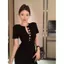 Đầm ngắn tay cảm giác cao cấp Slim-fit Retro Tính khí gợi cảm mùa hè eo hẹp phong cách mới Slimm