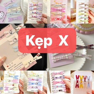 mái Mèo hello kitty dễ thương cho bé gái, kẹp tóc mái hình hoạt hình dấu X, kẹp tóc