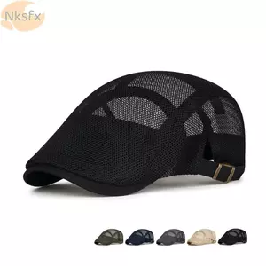 Mũ nam NKSFX Beret, Mũ Newsboy ngoài trời mùa xuân hè, Lưới có thể điều chỉnh thông thường Mũ chuyển tiếp thoáng khí Flat Gorras