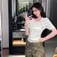 Áo len cổ tròn sọc kim loại kiểu Pháp mùa hè Áo thun ngắn tay Slim-fit Classy Royal Sister Top