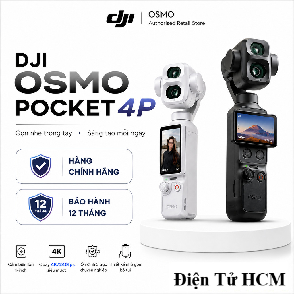 DJI Osmo Pocket 4P Chính Hãng - Camera Gimbal 3 Trục Camera Kép AI - Quay 4K/240fps - Bộ Nhớ 103G