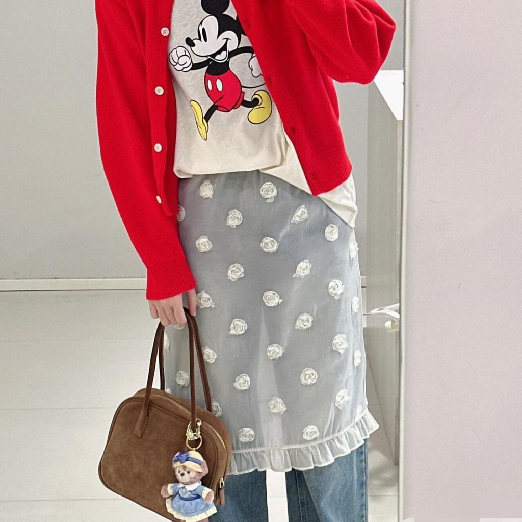 Milyfashion Váy Ren Cao Cấp Niche Phong Cách Mới Ba Chiều Hoa Co Giãn Eo Mông Rèm Quần Áo Nữ