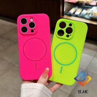 Ốp điện thoại silicon từ tính hình tròn mịn màu đỏ IP16 Pro max cho IPhone 15 Pro Max 12 13 14 Pro Max Plus Vỏ cứng viền mềm Vỏ chống sốc