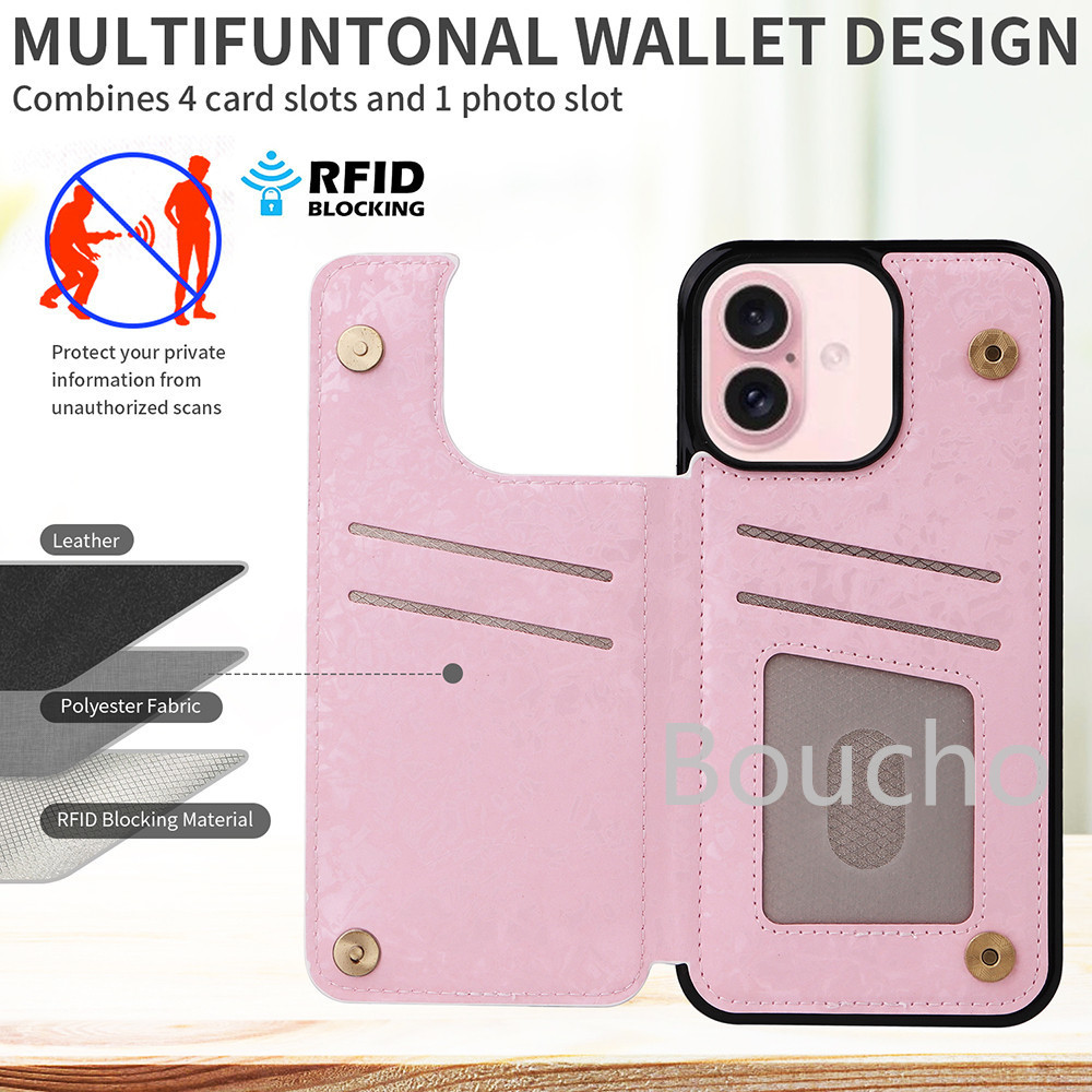 Dành Cho iPhone 11 15 16 16E Pro X 10 XS Max 8 7 Plus SE SE3 SE2 SE 2022 2020 Chân Đế Đựng Thẻ Khóa Từ Đôi Và Vỏ Điện Thoại Da Chống Sốc Bền Đẹp