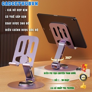 Giá đỡ điện thoại bằng kim loại xoay 360° Đệm silicon chống trượt, có thể gập lại kệ điện thoại nhựa