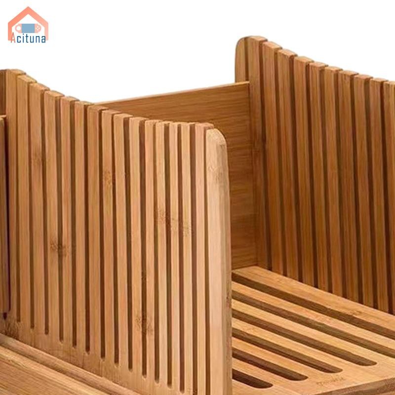 Máy thái bánh mì Trang trí bằng gỗ Có thể gập lại Tiết kiệm không gian đa chức năng với phụ kiện khay vụn để cắt lát nướng bánh nhà bếp